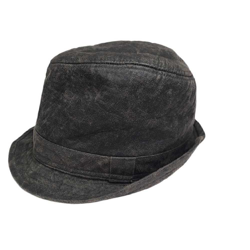 Vintage Stone Charcoal Gray Fedora Bucket Hat